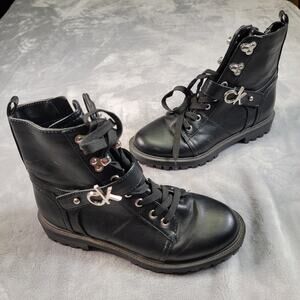 Calvin Klein Gavin Women’s Ankle Combat Boots Size 6 Black Leather